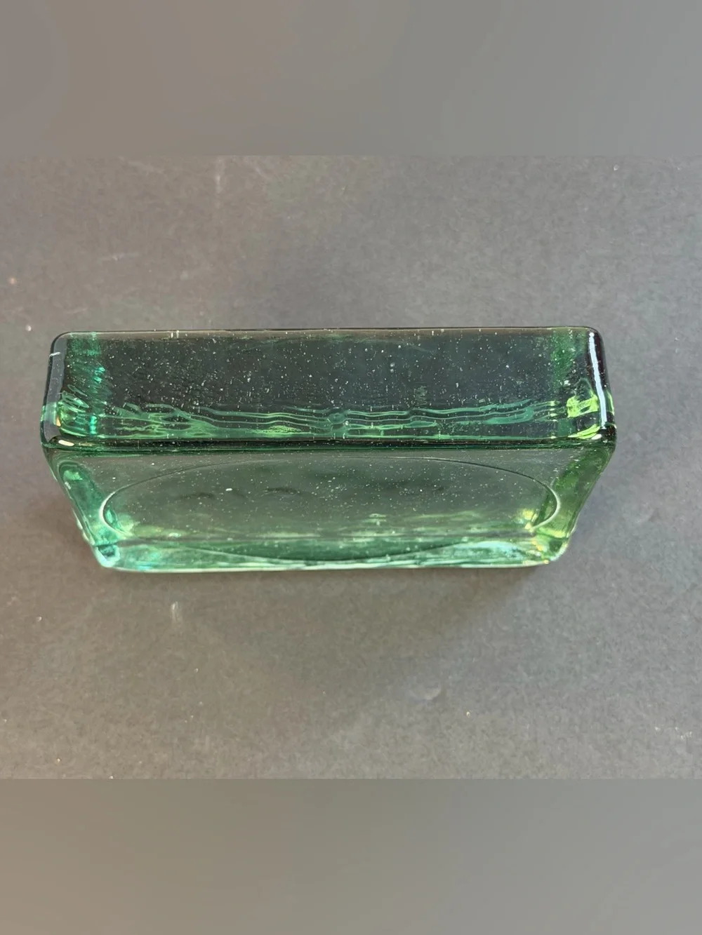 Green Glass Bar Soap Holder, Thick Glass 3.5x5